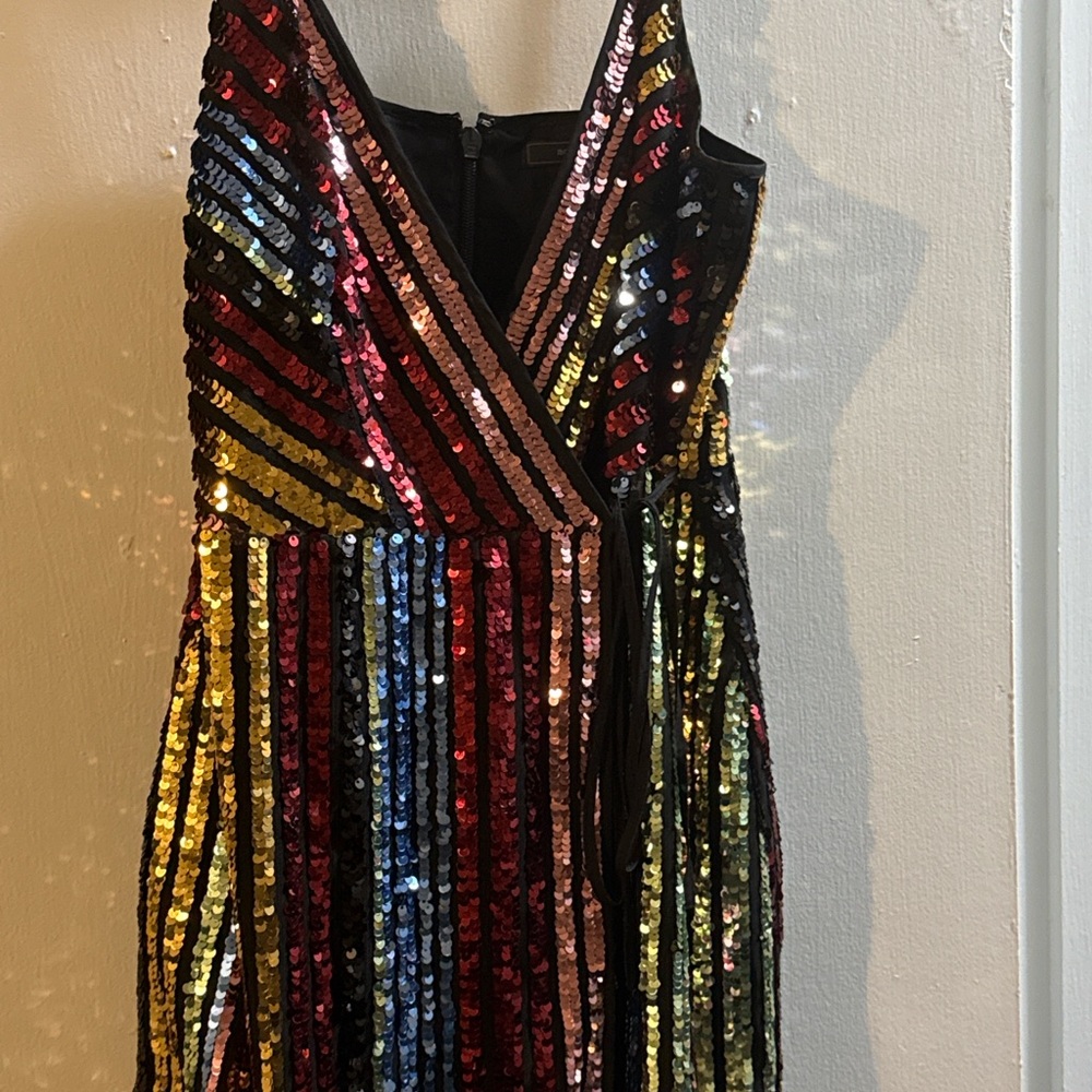 Multicolor Sequin Striped Dress